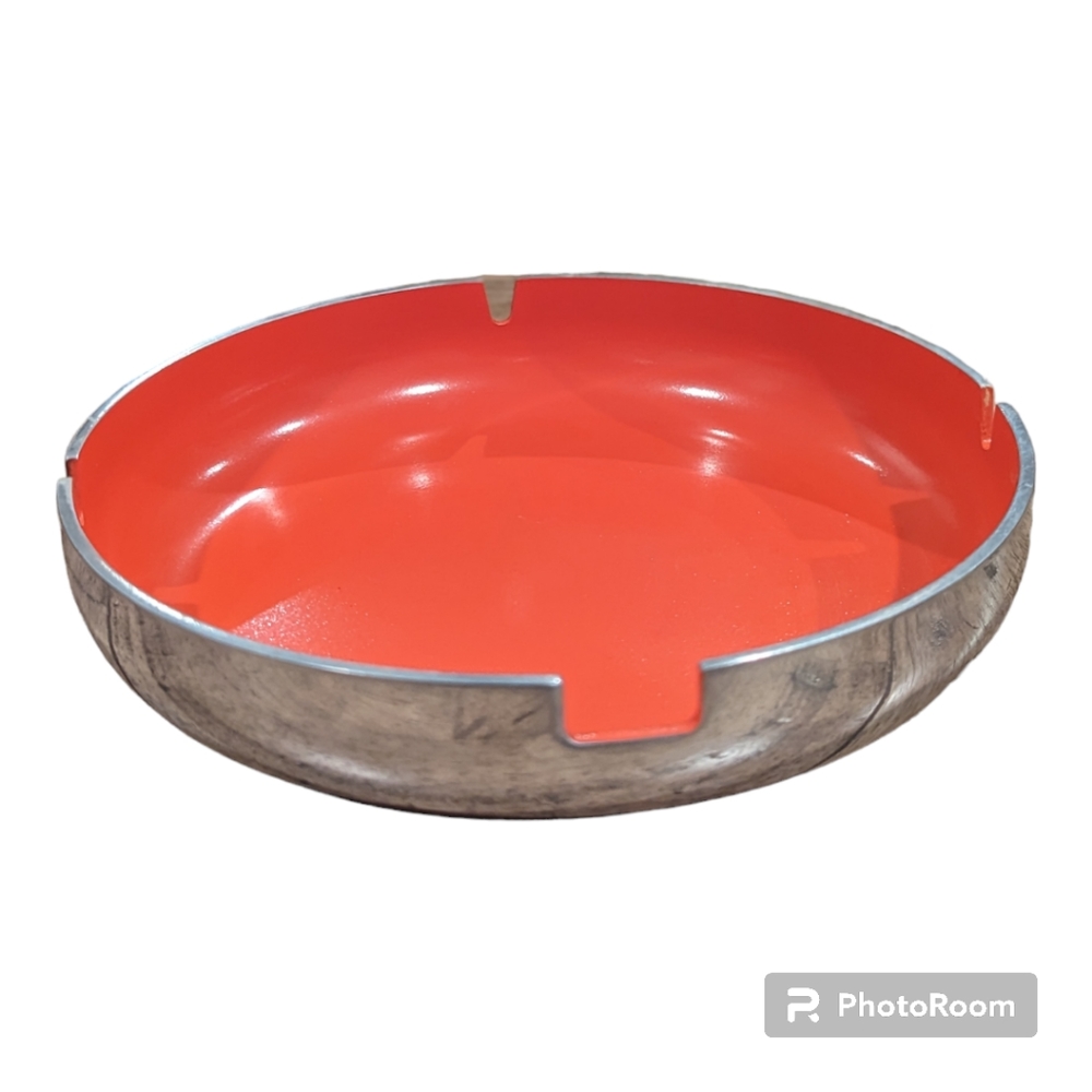 Vintage Duk-It orange enameled ashtray